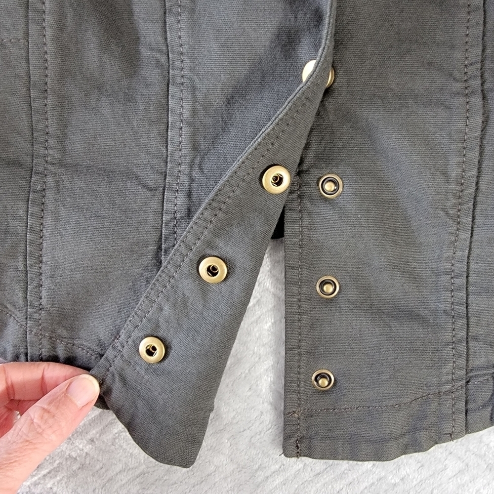 Anthropologie Structured Button Front Blazer Jacket Twill Dark Gray Size 12 - Picture 8 of 15